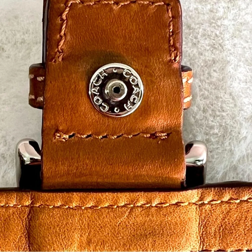 Coach Wristlet Brown Jacquard Signature Two Pockets Buckle Front - Picture 9 of 16
